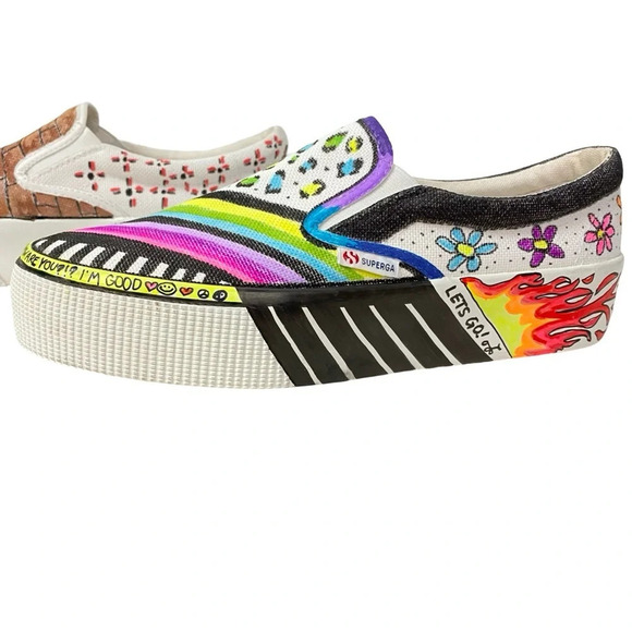 Superga Platform Sneakers Unisex Mens 7.5 Womens 9 Slip On Canvas Thick Soles - Picture 9 of 16